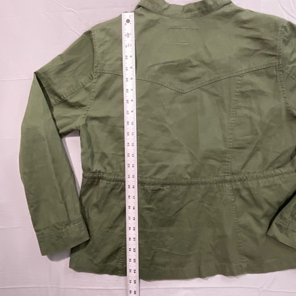 Torrid Jacket Women 00 (Med) Peplum Open Front Drawstring Retro Army Green Twill - Picture 10 of 13